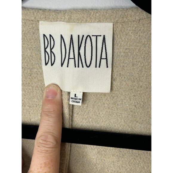 BB Dakota Fringe Drape Front Coat women’s sz Large - Picture 2 of 9